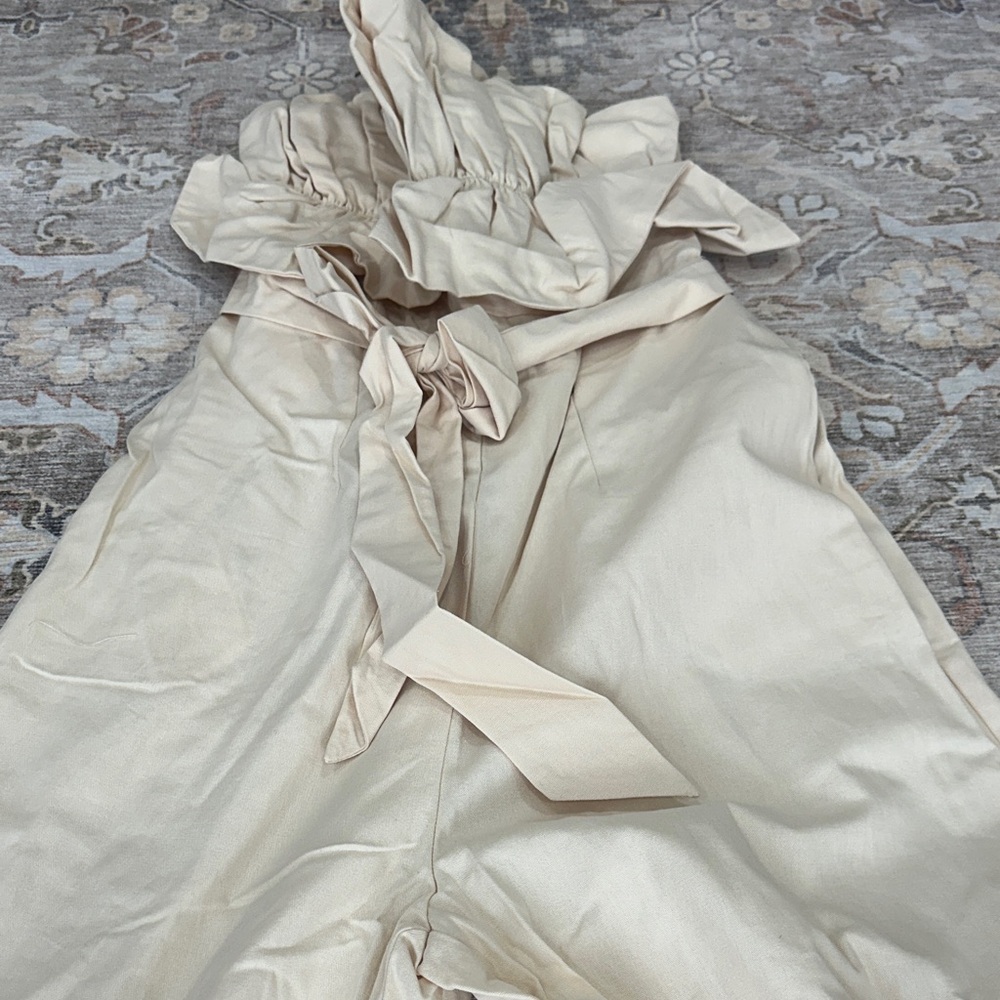 Elegant Cream Ruffle Jumpsuit - Picture 5 of 6